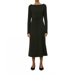 NEW MEIMEIJ boat neck twisted waist dress in black